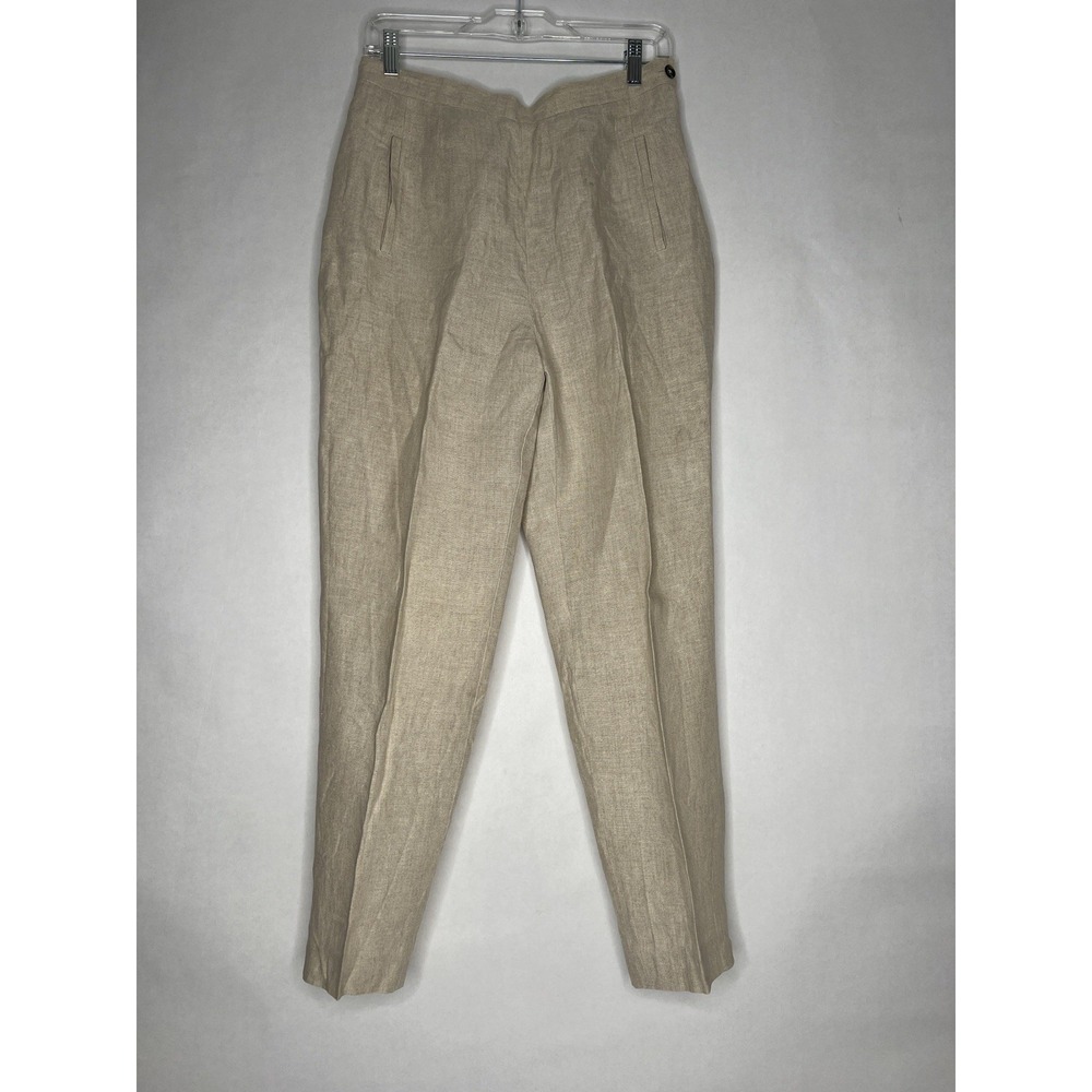 Vintage Talbots 100% Irish Linen Trouser Pants Beige Light Tan Size 12